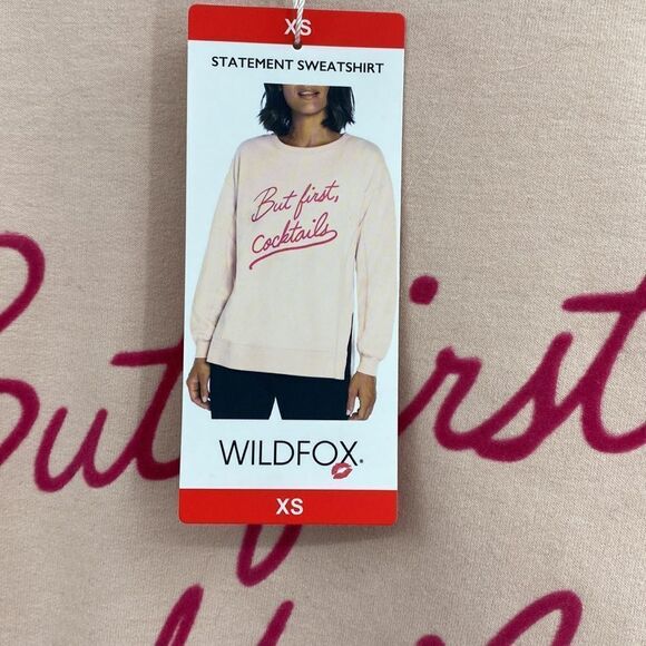 Wildfox Pink NWT But First Cocktails Sweatshirt XS - Picture 5 of 8